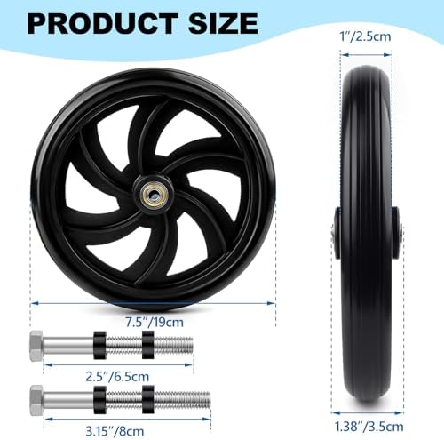 Ruedas de Reemplazo SKLK-SEL de 7.5 Pulgadas para Sillas de Ruedas, Andadores y Rodillos, 2 Piezas, Ruedas ABS Antideslizantes para Adultos y - imagen 2