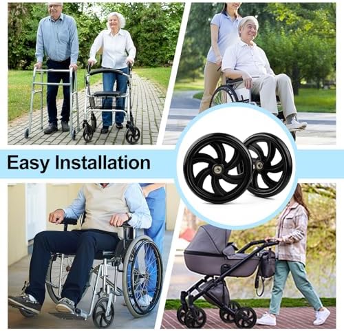 Ruedas de Reemplazo SKLK-SEL de 7.5 Pulgadas para Sillas de Ruedas, Andadores y Rodillos, 2 Piezas, Ruedas ABS Antideslizantes para Adultos y - imagen 6