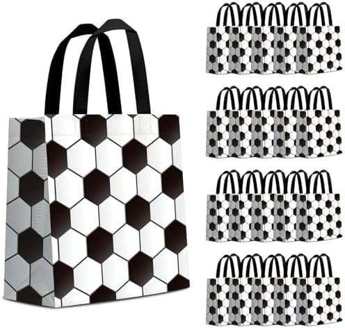 KARINGO 24 PZS Bolsas de Regalo de Fútbol con Asa, Suministros de Fiesta de Balón de Fútbol, Bolsas Reutilizables para Cumpleaños Niños y Niñas - imagen 1