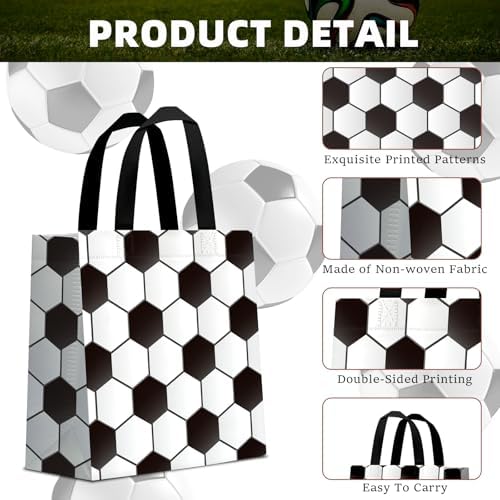 KARINGO 24 PZS Bolsas de Regalo de Fútbol con Asa, Suministros de Fiesta de Balón de Fútbol, Bolsas Reutilizables para Cumpleaños Niños y Niñas - imagen 3