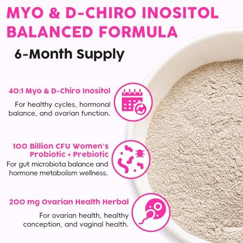 Polvo de Myo-Inositol y D-Chiro Inositol Liposomal | Suministro para 180 Días | Suplemento Ideal 40:1 para Mujeres, Probióticos y Hierbas | - imagen 8