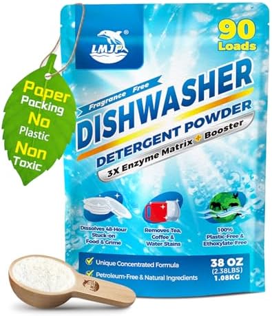 Detergente en Polvo para Lavavajillas + Aditivo, 90 Cargas | Jabón Ecológico Sin Plástico – Alternativa a Cápsulas, Enzimas Vegetales Concentradas – - imagen 1