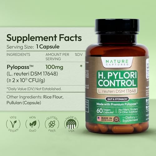 Nature Captured Control de H Pylori - con Pylopass™ - Cápsulas de Lactobacillus Reuteri DSM 17648-60 - 200 Mil millones CFU/g - Apoya la Salud - imagen 6