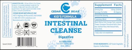 Cedar Bear - Limpieza Intestinal para Niños, Suplemento Herbal Líquido Detox y Digestivo, Gotas Sin Alcohol, 1 fl oz / 30 ml - imagen 2