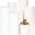 FISDEN 80 Piezas de Contenedores de Papel para Comida con Tapa, Tazones de Papel Kraft de 12 Oz, Desechables para Helado o Yogur - imagen 1
