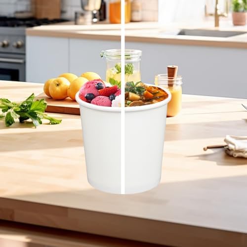 FISDEN 80 Piezas de Contenedores de Papel para Comida con Tapa, Tazones de Papel Kraft de 12 Oz, Desechables para Helado o Yogur - imagen 3