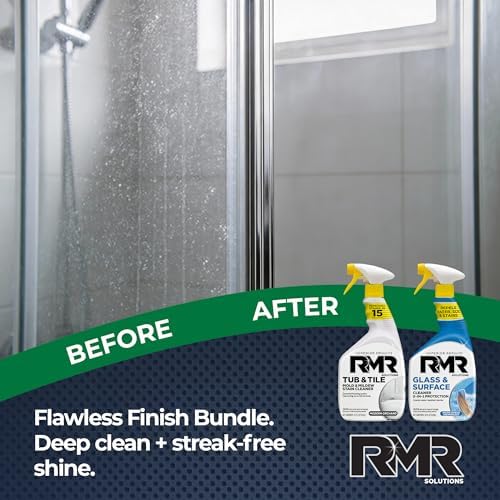 Paquete RMR Flawless Finish para Baño – Limpiador de Bañera y Azulejos + Limpiador de Vidrio y Superficies con Repelente, Sistema de 2 Pasos, 2 - imagen 2