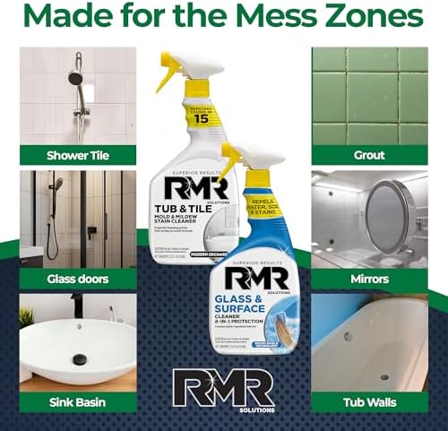 Paquete RMR Flawless Finish para Baño – Limpiador de Bañera y Azulejos + Limpiador de Vidrio y Superficies con Repelente, Sistema de 2 Pasos, 2 - imagen 4