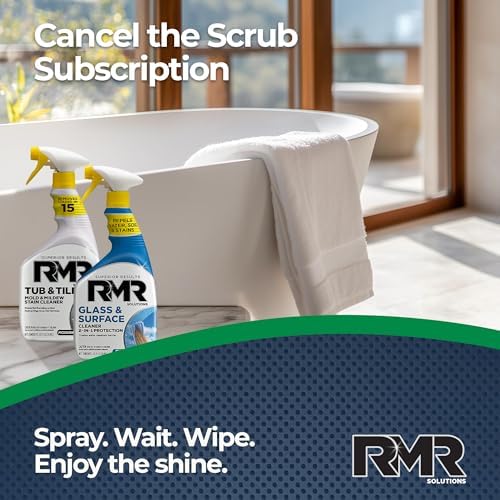 Paquete RMR Flawless Finish para Baño – Limpiador de Bañera y Azulejos + Limpiador de Vidrio y Superficies con Repelente, Sistema de 2 Pasos, 2 - imagen 6