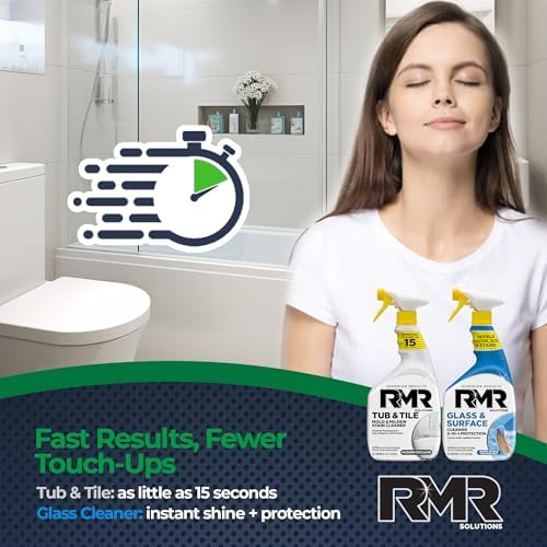 Paquete RMR Flawless Finish para Baño – Limpiador de Bañera y Azulejos + Limpiador de Vidrio y Superficies con Repelente, Sistema de 2 Pasos, 2 - imagen 7