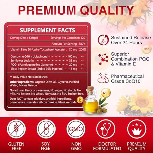 NATURE TARGET CoQ10 400mg Plus PQQ con Vitamina E y Aceite de Oliva Orgánico - imagen 2