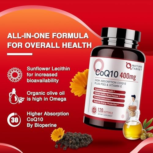 NATURE TARGET CoQ10 400mg Plus PQQ con Vitamina E y Aceite de Oliva Orgánico - imagen 5