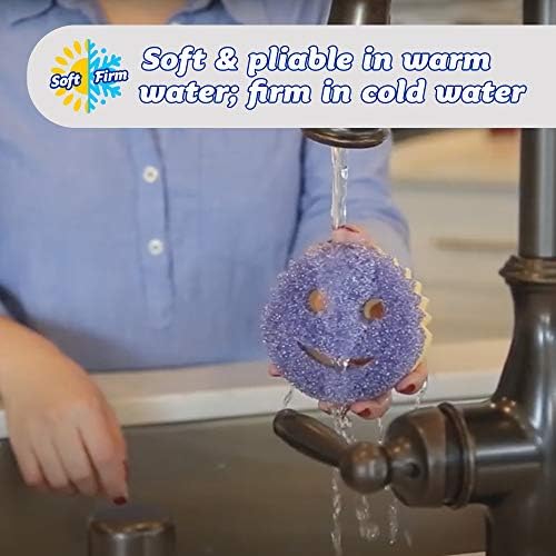 Scrub Daddy y Scrub Mommy - Esponja y Estropajo de Doble Cara, Suave en Agua Caliente, Firme en Fría, 4 Piezas, Limpieza Profunda, A Prueba de Rayones - imagen 4