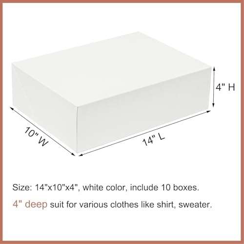 Cajas de Regalo Grandes Mefleet 14x10x4 con Tapa, Paquete de 10, para Ropa, Camisas, Batas y Suéteres, Blancas, Perfectas para Regalos de Navidad y - imagen 2
