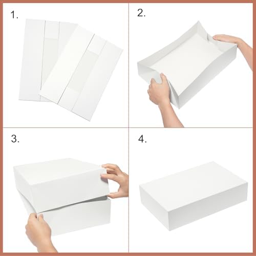 Cajas de Regalo Grandes Mefleet 14x10x4 con Tapa, Paquete de 10, para Ropa, Camisas, Batas y Suéteres, Blancas, Perfectas para Regalos de Navidad y - imagen 6