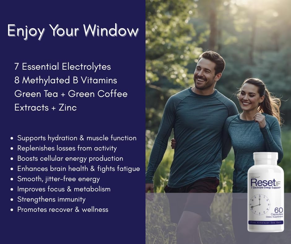 ResetIF, 7 Electrolitos, Methyl B12 y Methyl Folato, Extractos de Té Verde y Café Verde, Complejo B, Zinc, 72 Minerales Traza - imagen 2