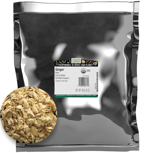 Raíz de Jengibre Cortada y Tamizada a Granel Frontier, Productos Naturales Certificados, 16 Onzas - imagen 1