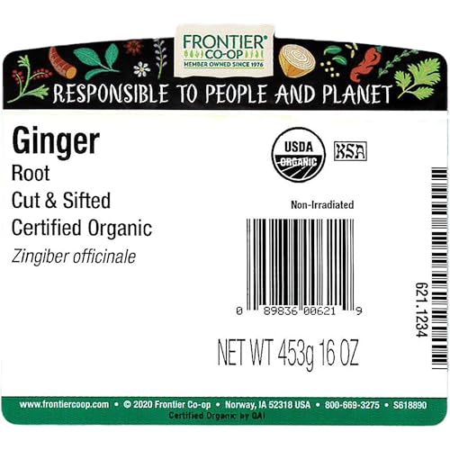 Raíz de Jengibre Cortada y Tamizada a Granel Frontier, Productos Naturales Certificados, 16 Onzas - imagen 2