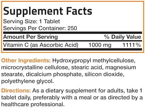 Bronson Vitamina C 1000 mg Liberación Prolongada Premium No GMO, 250 Tabletas - imagen 8