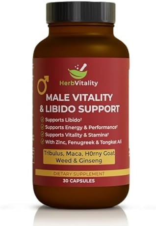 HerbVitality Fórmula de Libido y Vitalidad para Hombres – Apoyo Natural con Tribulus, Maca, Fenogreco, Ginseng y Tongkat Ali – 30 Cápsulas - imagen 1