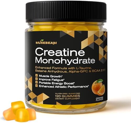Gomitas de Creatina Monohidratada 5000mg Musebeam - con L-Taurina, Betaína Anhidra, Alpha-GPC y BCAA 2:1:1 - Sin Azúcar, Sin Gluten para Hombres y - imagen 1