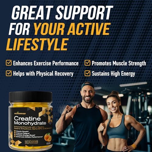 Gomitas de Creatina Monohidratada 5000mg Musebeam - con L-Taurina, Betaína Anhidra, Alpha-GPC y BCAA 2:1:1 - Sin Azúcar, Sin Gluten para Hombres y - imagen 2