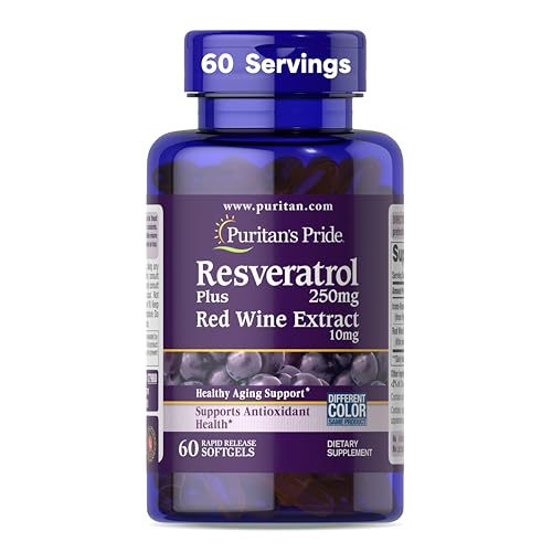 Suplemento Dietético Puritan's Pride Premium Resveratrol Youth Guard™ 250mg, 60 Cápsulas Blandas de Liberación Rápida para el Sistema Inmunológico y - imagen 2
