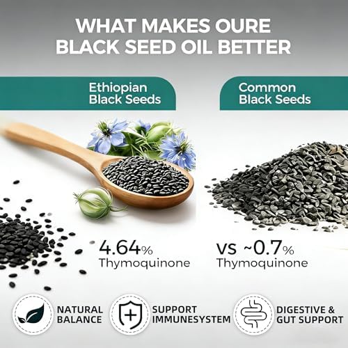 Aceite de Semilla de Nigella Sativa Yiishuiil, Cápsulas de Aceite Negro Etíope con 4.64% de Timoquinona, Orgánico, Prensado en Frío, 60 Gelatinas, - imagen 5