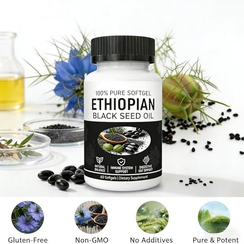 Aceite de Semilla de Nigella Sativa Yiishuiil, Cápsulas de Aceite Negro Etíope con 4.64% de Timoquinona, Orgánico, Prensado en Frío, 60 Gelatinas, - imagen 8