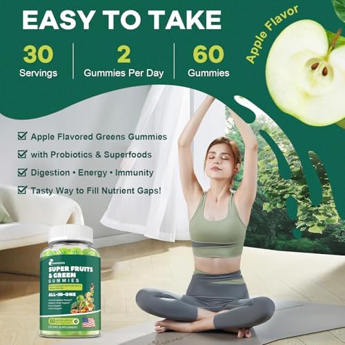 Gomitas Femmetra 61 en 1 Supergreens Diarias para Mujeres y Hombres, Multivitamínico con Probióticos, Sin Azúcar, Sabor Manzana Verde, 60 Piezas - imagen 5