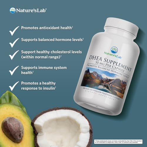 Suplemento DHEA de Nature's Lab 50mg - Promueve Niveles Hormonalmente Balanceados, Energía Saludable y Mayor Claridad Mental - 300 Cápsulas - imagen 2