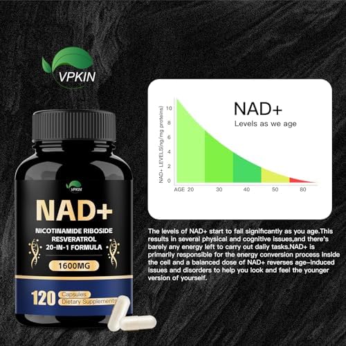 Suplemento VPKIN de NAD, 1500mg con Resveratrol, Nicotinamida, Quercetina y CoQ10, Apoya Energía y Vitalidad, No GMO, Sin Rellenos (120 Cápsulas) - imagen 4