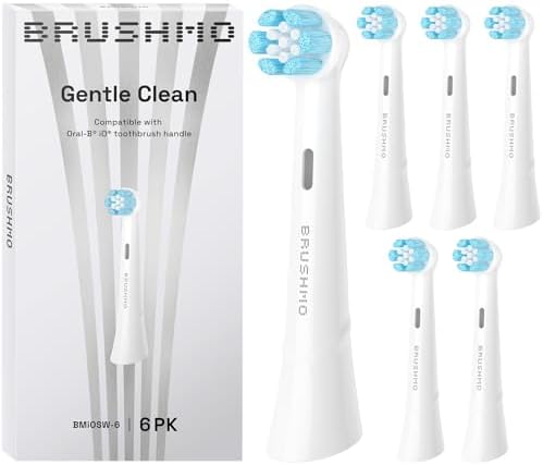 Cabezas de Cepillo de Repuesto Brushmo, Compatibles con Mangos de Cepillos Eléctricos Oral B iO Series, 6 Piezas, Cuidado de Encías, Blanco - imagen 1