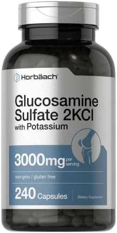 Suplemento Horbäach Glucosamina Sulfato 2KCI con Potasio | 3000mg | 240 Cápsulas | Libre de OGM y Gluten - imagen 1