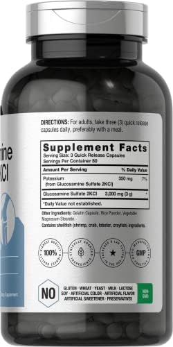 Suplemento Horbäach Glucosamina Sulfato 2KCI con Potasio | 3000mg | 240 Cápsulas | Libre de OGM y Gluten - imagen 2