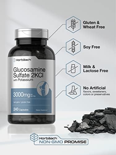 Suplemento Horbäach Glucosamina Sulfato 2KCI con Potasio | 3000mg | 240 Cápsulas | Libre de OGM y Gluten - imagen 4