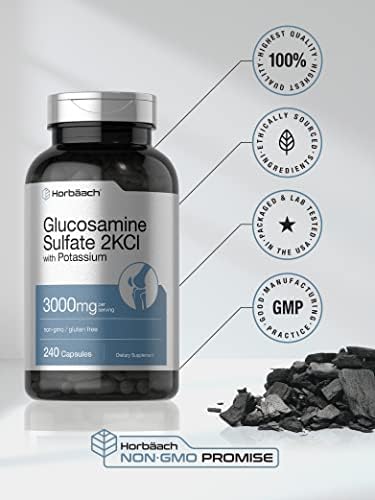 Suplemento Horbäach Glucosamina Sulfato 2KCI con Potasio | 3000mg | 240 Cápsulas | Libre de OGM y Gluten - imagen 5