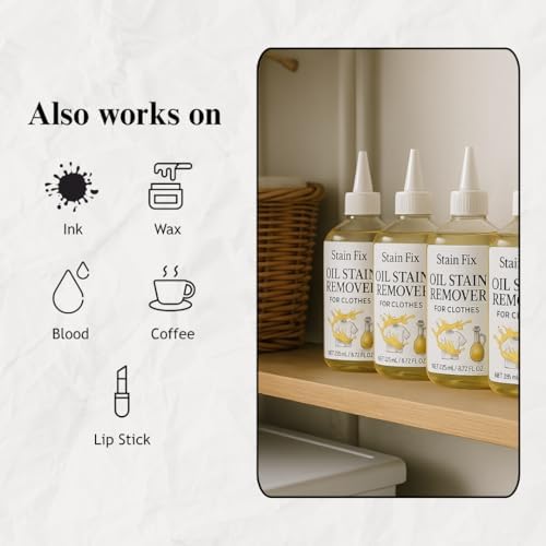 Removedor de Manchas de Aceite Stain Fix para Ropa (8.72oz) - Eliminador de Manchas de Tela para Aceite, Grasa y Suciedad - Seguro para Todos los - imagen 6