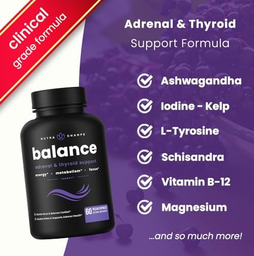 Suplemento NutraChamps de Soporte para Tiroides y Adrenal 2 en 1 con Yodo y Ashwagandha para Energía, Metabolismo, Enfoque, Fatiga Adrenal y Alivio - imagen 5