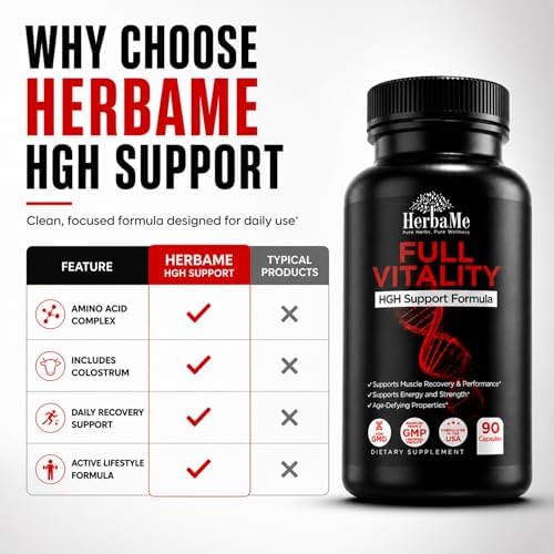 Suplemento HerbaMe de Soporte HGH para Hombres y Mujeres, 90 Cápsulas – Apoya Naturalmente la Hormona de Crecimiento Humano, Complejo de Aminoácidos - imagen 4