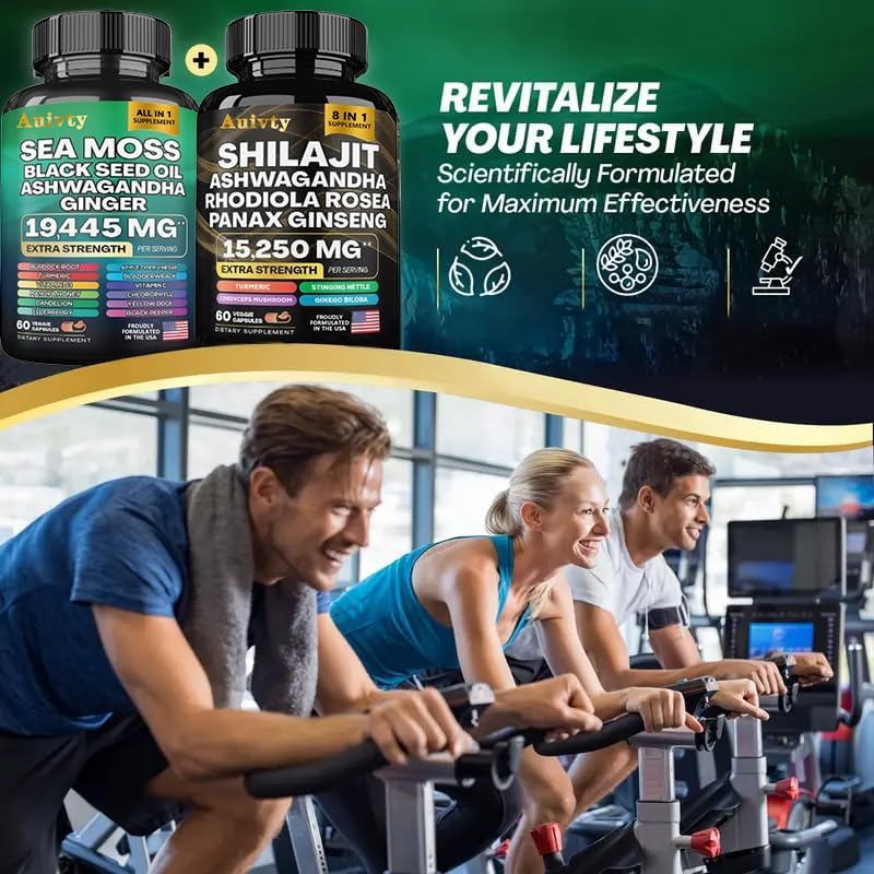 Paquete de Bienestar Herbal Auivty – Complejo de Musgo Marino 19,445mg + Complejo de Shilajit 15,250mg – Suplemento Extra Fuerte 2 en 1 con - imagen 4