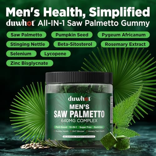 Gomitas de Saw Palmetto para Hombres duwhot, Orgánicas con Aceite de Semilla de Calabaza, Salud Integral, con Pygeum y Ortiga, Sin Azúcar, Veganas, - imagen 2