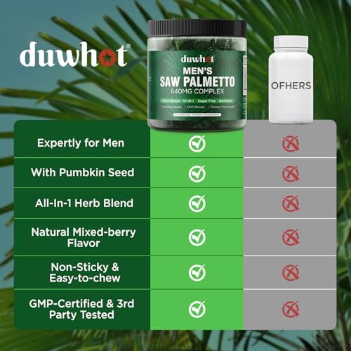 Gomitas de Saw Palmetto para Hombres duwhot, Orgánicas con Aceite de Semilla de Calabaza, Salud Integral, con Pygeum y Ortiga, Sin Azúcar, Veganas, - imagen 5