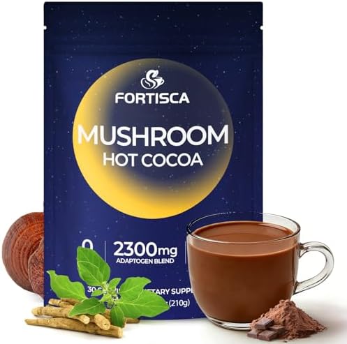 Cacao Caliente de Hongos en Polvo, Suplemento de Sueño con Magnesio, L-Teanina, Reishi y Ashwagandha, 210g para Relajación y Apoyo al Sueño - imagen 1
