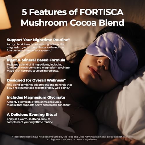 Cacao Caliente de Hongos en Polvo, Suplemento de Sueño con Magnesio, L-Teanina, Reishi y Ashwagandha, 210g para Relajación y Apoyo al Sueño - imagen 6