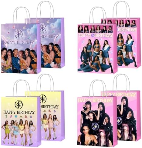 Xituodai 16 Piezas Decoraciones de Cumpleaños Bolsas de Regalo Doble Cara Tema Cantante Coloridas Bolsas de Papel con Asa para Fiesta de Cumpleaños - imagen 1