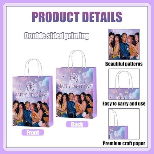 Xituodai 16 Piezas Decoraciones de Cumpleaños Bolsas de Regalo Doble Cara Tema Cantante Coloridas Bolsas de Papel con Asa para Fiesta de Cumpleaños - imagen 2