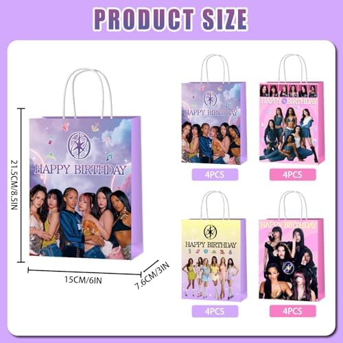 Xituodai 16 Piezas Decoraciones de Cumpleaños Bolsas de Regalo Doble Cara Tema Cantante Coloridas Bolsas de Papel con Asa para Fiesta de Cumpleaños - imagen 3