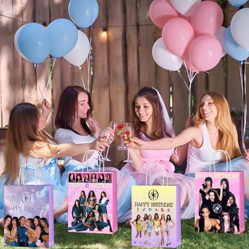 Xituodai 16 Piezas Decoraciones de Cumpleaños Bolsas de Regalo Doble Cara Tema Cantante Coloridas Bolsas de Papel con Asa para Fiesta de Cumpleaños - imagen 4