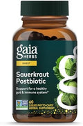 Suplemento Postbiótico Gaia Herbs de Sauerkraut - Apoyo Digestivo e Inmunológico - 60 Cápsulas Veganas Líquidas (30 Porciones) Sin Lácteos, Soja ni - imagen 1